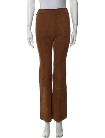 Pre-owned Sprwmn Suede Flared Pants In Brown