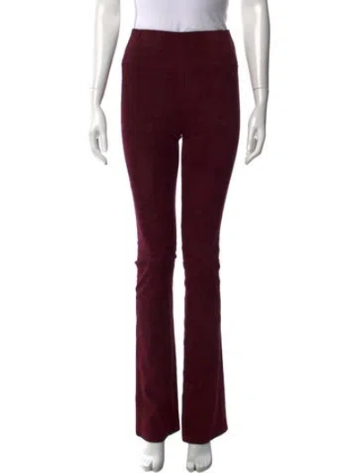 Pre-owned Sprwmn Suede Flared Pants In Burgundy