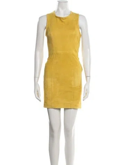 Pre-owned Sprwmn Suede Mini Dress In Yellow