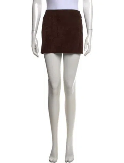 Pre-owned Sprwmn Suede Mini Skirt W/ Tags In Brown