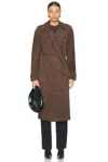 Sprwmn Suede Belted Trench Coat In Americano