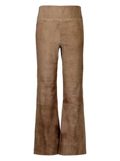 Sprwmn Suede Trousers In Brown