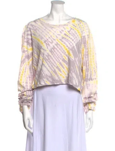 Pre-owned Sprwmn Tie-dye Print Bateau Neckline Crop Top In Purple