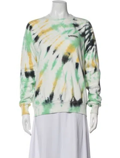 Pre-owned Sprwmn Tie-dye Print Crew Neck Sweatshirt In Blue