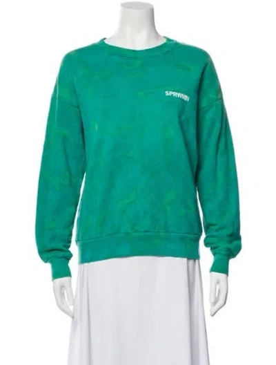 Pre-owned Sprwmn Tie-dye Print Crew Neck Sweatshirt In Green
