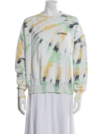 Pre-owned Sprwmn Tie-dye Print Crew Neck Sweatshirt In White