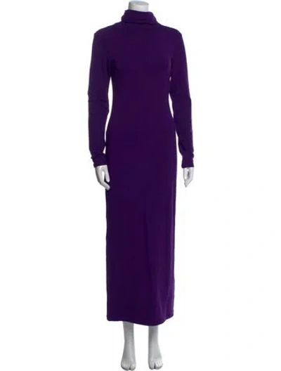 Pre-owned Sprwmn Turtleneck Long Dress In Purple