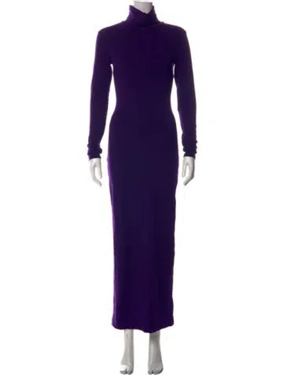 Pre-owned Sprwmn Turtleneck Long Dress In Purple