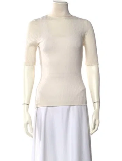 Pre-owned Sprwmn Turtleneck Short Sleeve Top In Neutral