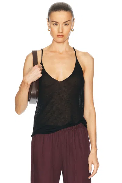 Sprwmn V Neck Tank Top In Black