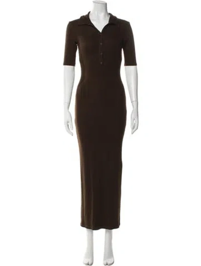 Pre-owned Sprwmn V-neck Long Dress In Brown