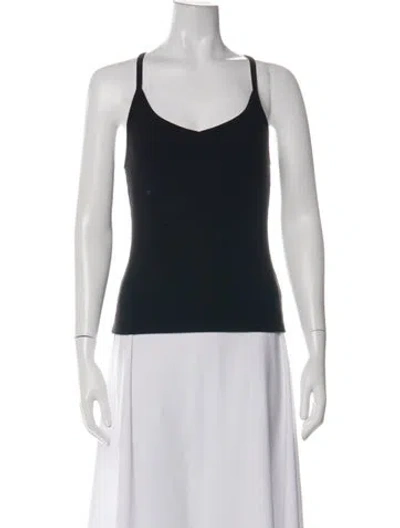 Pre-owned Sprwmn V-neck Sleeveless Top In Black