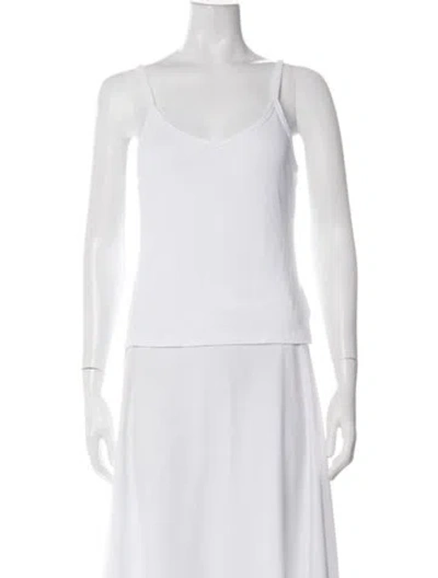 Pre-owned Sprwmn V-neck Sleeveless Top In White
