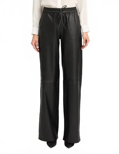 Sprwmn Wide-leg Leather Baggy Pants In Black