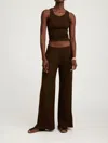 Sprwmn Wide Leg Pintuck Trouser In Americano In Multi