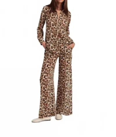 Sprwmn Wide Leg Trouser In Leopard Chiffon