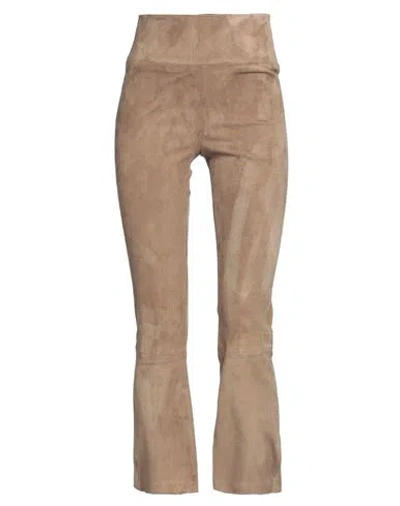 Sprwmn Woman Pants Light Brown Size L Soft Leather In Beige