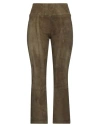 Sprwmn Woman Pants Military Green Size L Soft Leather