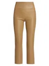 Sprwmn Women's Leather Crop Flare Leggings In Khaki