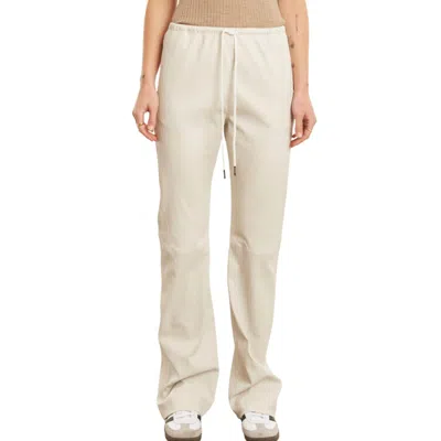 Sprwmn Women's Leather Drawstring Jogger In Chalk In Beige