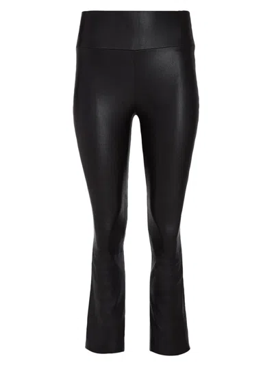 Sprwmn Women's Leather High-rise Crop Flare Leggings In Black
