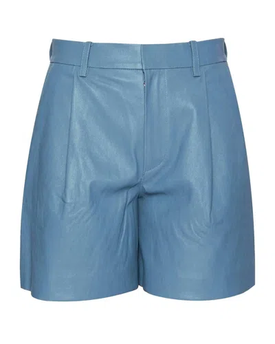 Sprwmn Women's Leather Shorts In Chambray Blue