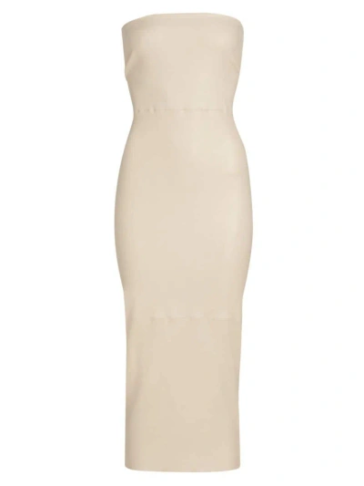 Sprwmn Women's Leather Tube Midi-dress In Alabaster