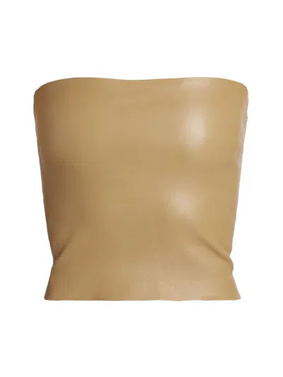 Sprwmn Women's Leather Tube Top In Khaki