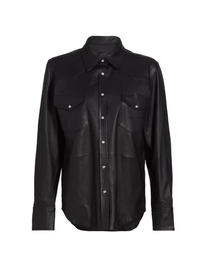 Sprwmn Women's Leather Western Shirt In Americano