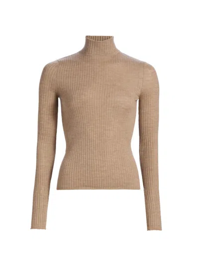 Sprwmn Women's Rib-knit Turtleneck Cashmere Sweater In Brown