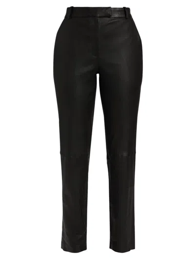 Sprwmn Women's Sophia Leather Croppants In Black