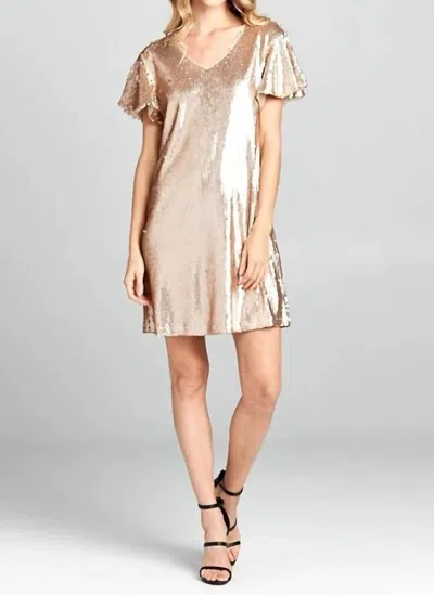 Spurs & Stilettos Boutique Eyes On Me Sequin Dress In Rose Gold In Multi