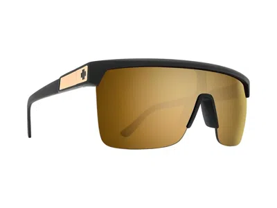 Spy Optic Flynn 5050 Shield Sunglasses Fashion Sunglasses 25 Anniv Matte Black Gold/hd Plus Bronze W/ Gold Spe In Multi