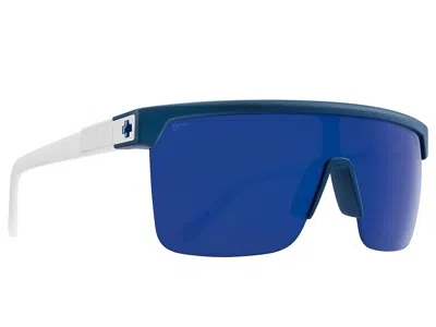 Spy Optic Flynn 5050 Shield Sunglasses Fashion Sunglasses Matte Blue Matte White/happy Gray Green Blue Mirror: