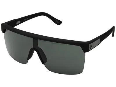 Spy Optic Flynn 5050 Shield Sunglasses Fashion Sunglasses Soft Matte Black/hd Plus Gray Green: One Size In Multi