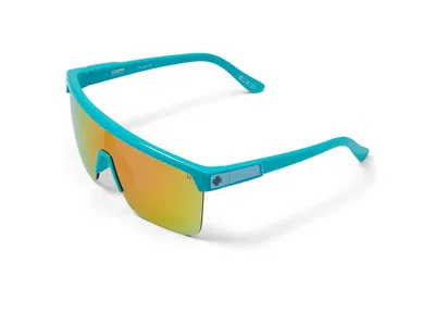 Spy Optic Flynn 5050 Shield Sunglasses Fashion Sunglasses Teal/hd Plus Gray Green W/ Pink Spectra Mirror: One  In Multi
