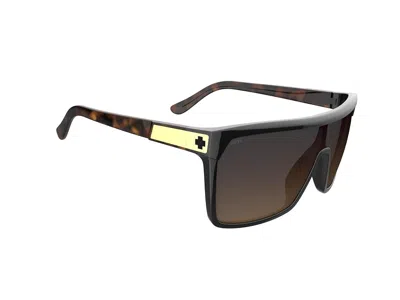 Spy Optic Flynn Shield Sunglasses Plastic Frame Fashion Sunglasses Black/honey Tort Happy Dark Brown Fade, Ace