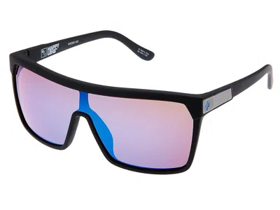 Spy Optic Flynn Shield Sunglasses Plastic Frame Fashion Sunglasses Soft Matte Black/happy Bronze W/ Dark Blue 
