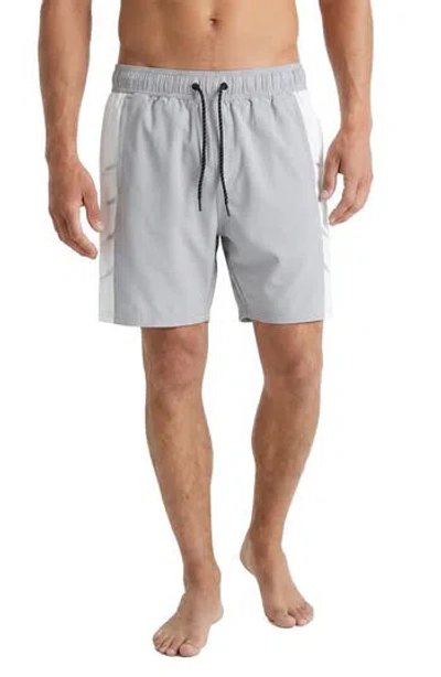Spyder Colorblock Graphic Volley Swim Trunks In Gray