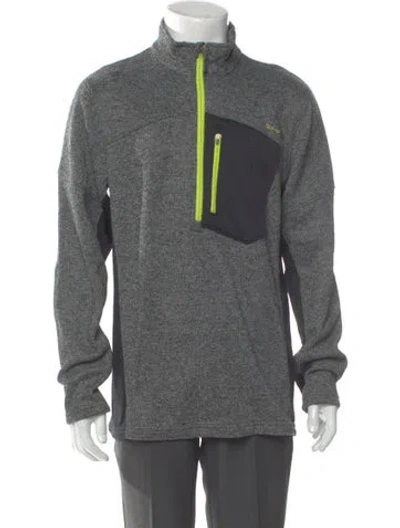 Pre-owned Spyder Colorblock Pattern Mock Neck Cardigan In Gray