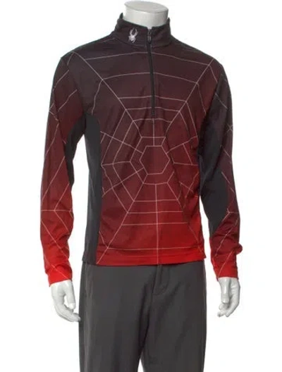 Pre-owned Spyder Colorblock Pattern Mock Neck Henley In Red
