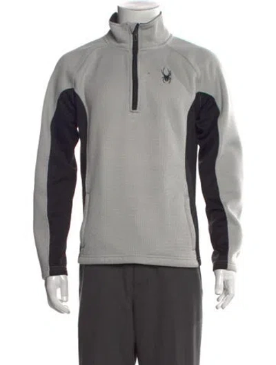 Pre-owned Spyder Colorblock Pattern Mock Neck Pullover In Gray