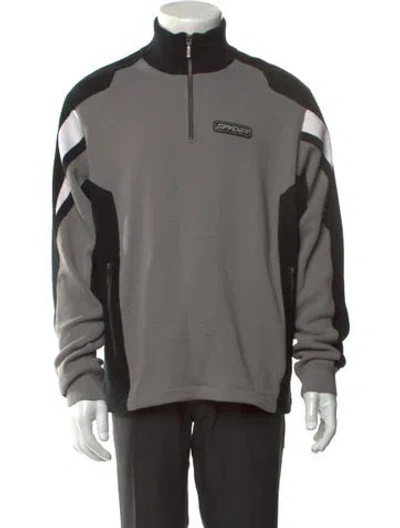 Pre-owned Spyder Colorblock Pattern Mock Neck Pullover In Gray