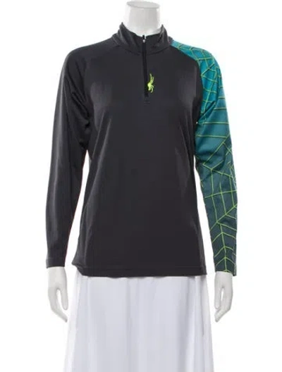 Pre-owned Spyder Colorblock Pattern Mock Neck Top In Blue