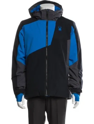 Pre-owned Spyder Colorblock Pattern Turtleneck Cardigan In Blue