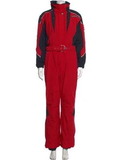Pre-owned Spyder Colorblock Pattern Turtleneck Jumpsuit In Red