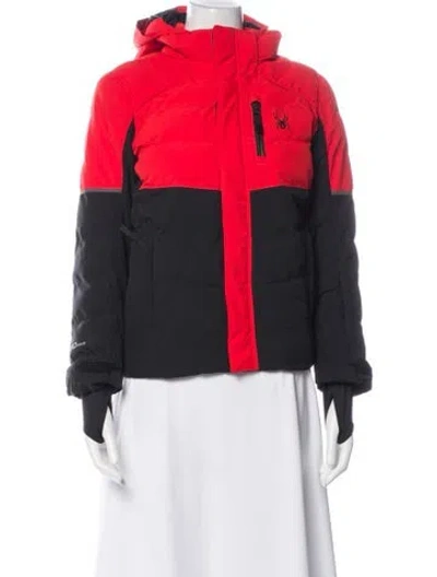 Pre-owned Spyder Colorblock Pattern Utility Jacket In Red