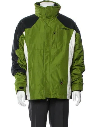 Pre-owned Spyder Colorblock Pattern Windbreaker In Green