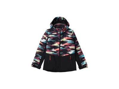 Spyder Conquer Jacket (big Kid) Girl's Coat Mountain Print : 16 Big Kid, Polyester In Black