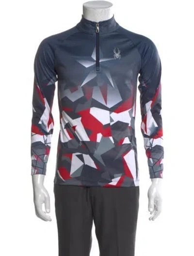 Pre-owned Spyder Kids' Graphic Print Mock Neck Pullover In Blue